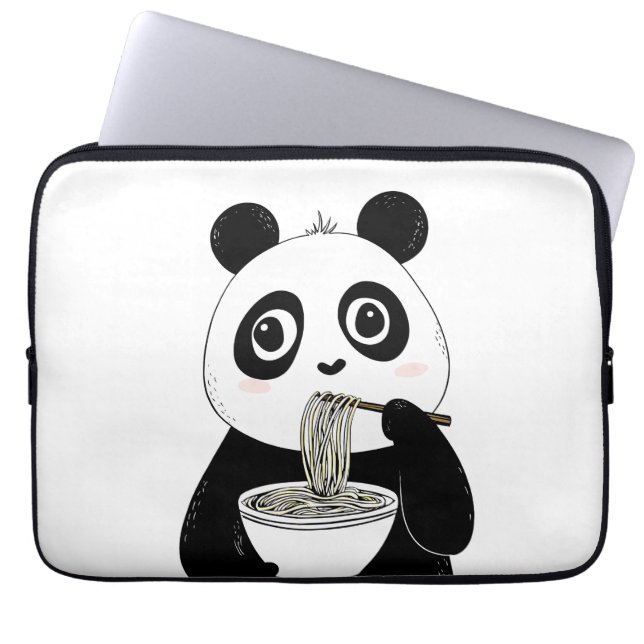 Housse Pour Ordinateur Portable Panda Cute Manger Des nouilles Udon (Devant)