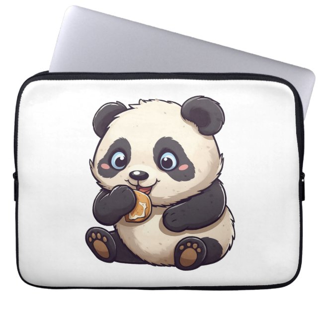 Housse Pour Ordinateur Portable Panda mange un biscuit (Devant)