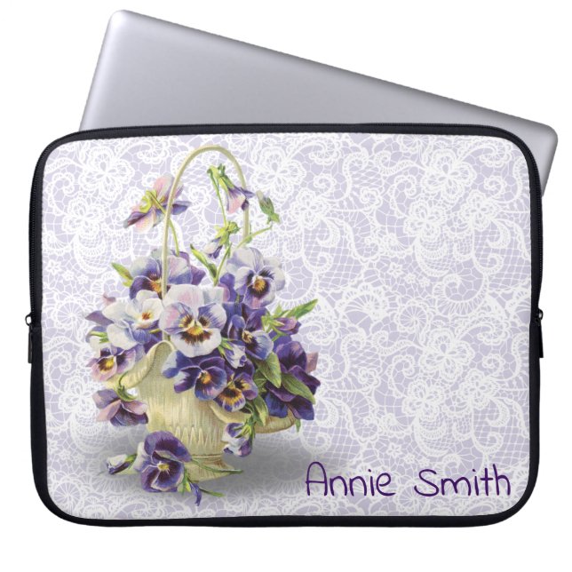 Housse Pour Ordinateur Portable Panier En Pansons Sur Dentelle (Devant)
