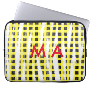 Housse Pour Ordinateur Portable Panneau de contrôle Jaune Noir ajouter nom nom mon