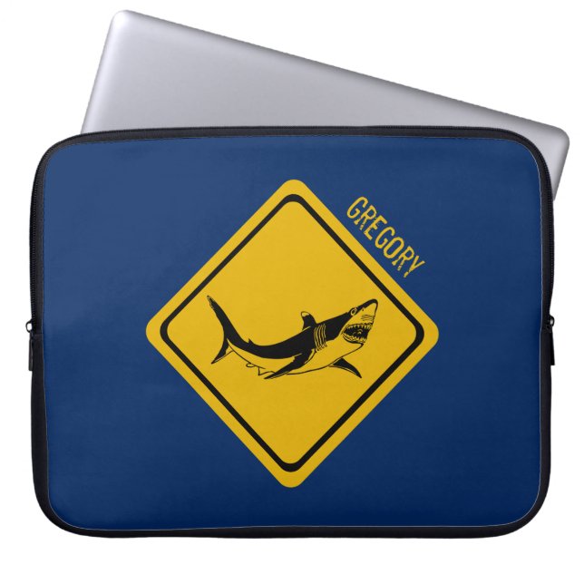 Housse Pour Ordinateur Portable panneau de la route des requins (Devant)