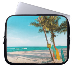 Housse Pour Ordinateur Portable Panneaux de surf sur la plage lancer oreiller