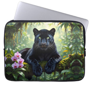 Housse Pour Ordinateur Portable Panthère noire dans la jungle