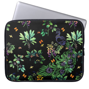 Housse Pour Ordinateur Portable Paon orné et floral vintage