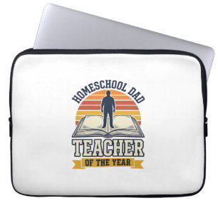Housse Pour Ordinateur Portable Papa à la maison Professeur de l'année T-shirt vin