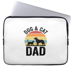 Housse Pour Ordinateur Portable Papa Chien et Chat T-Shirt Vintage pour Amoureux d