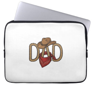 Housse Pour Ordinateur Portable Papa Cowboy Corda Chapeau Bandana Gravure Vintage