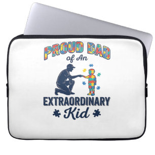 Housse Pour Ordinateur Portable Papa fier d'un enfant extraordinaire Autisme Vecte