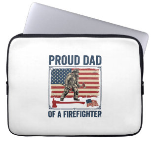 Housse Pour Ordinateur Portable Papa fier d'un pompier drapeau vintage vecteur_1