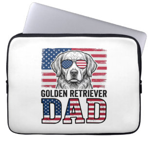Housse Pour Ordinateur Portable Papa Golden Retriever Patriotique Vintage Chemise