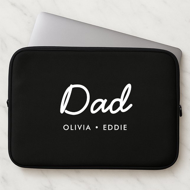 Housse Pour Ordinateur Portable Papa moderne | Fête des pères de noms d'enfants No (Créateur téléchargé)