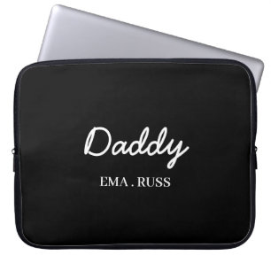 Housse Pour Ordinateur Portable Papa Moderne Noms des Enfants Script Fête des Père