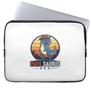 Housse Pour Ordinateur Portable Papa Saurus Rex Cowboy Dinosaure Vintage T-Shirt_1