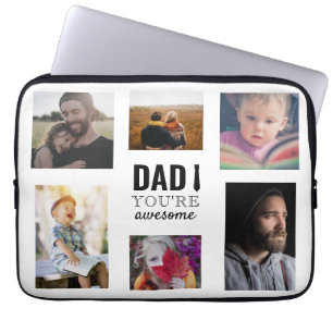 Housse Pour Ordinateur Portable papa tu es génial fête des pères collage typograph