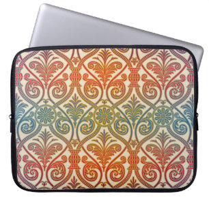 Housse Pour Ordinateur Portable Papier peint de contour damassé vintage - bleu vio