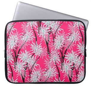 Housse Pour Ordinateur Portable papier peint floral rétro style asiatique en rouge
