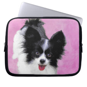 Housse Pour Ordinateur Portable Papillon (blanc et noir) Peinture - Chien Art