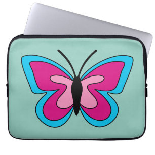 Housse Pour Ordinateur Portable Papillon bleu magenta rose