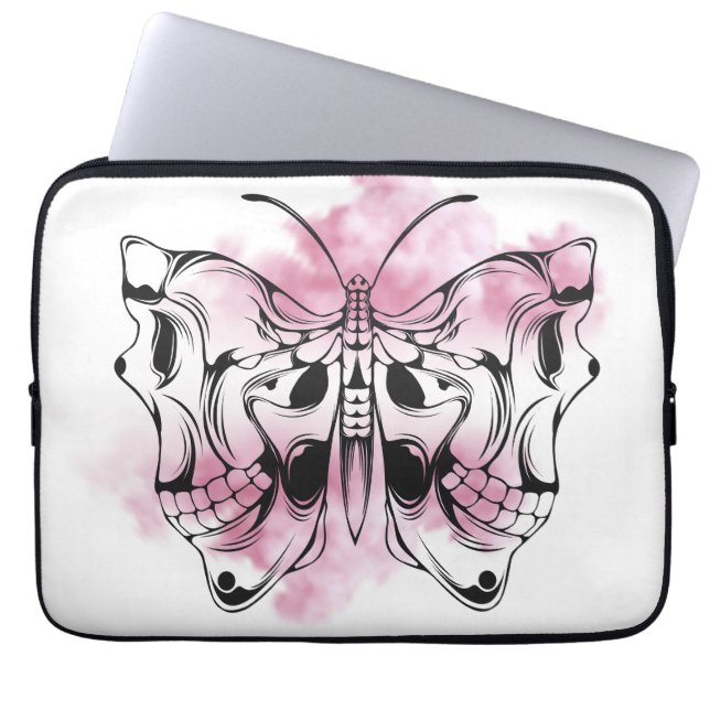 Housse Pour Ordinateur Portable Papillon crâne (Devant)