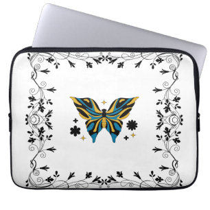 Housse Pour Ordinateur Portable Papillon Crépusculaire – Harmonie de Contraste Flo