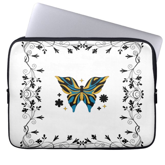 Housse Pour Ordinateur Portable Papillon Crépusculaire – Harmonie de Contraste Flo (Devant)