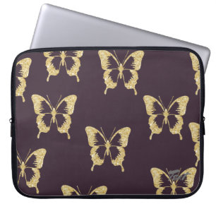 Housse Pour Ordinateur Portable papillon élégant de parties scintillantes d'or