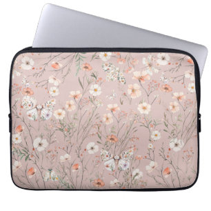 Housse Pour Ordinateur Portable Papillon floral Fleur sauvage Boho