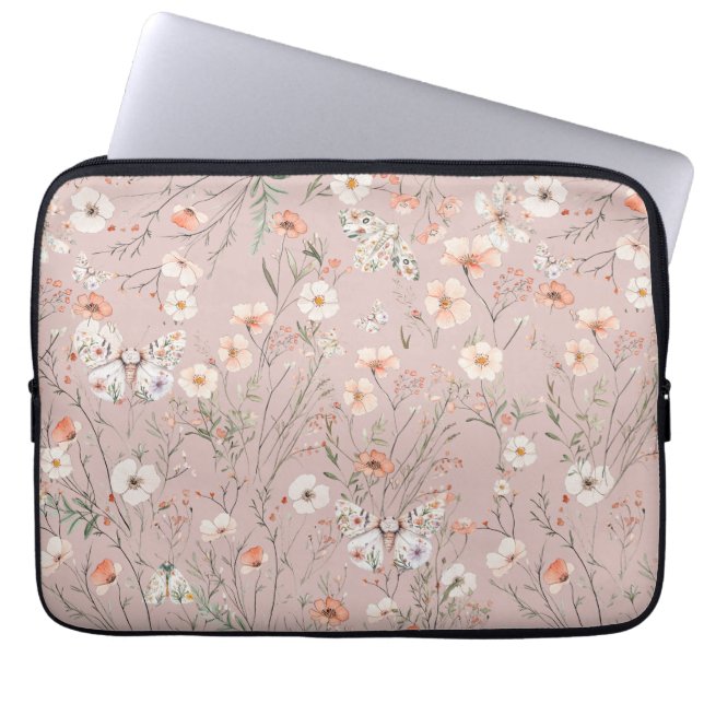 Housse Pour Ordinateur Portable Papillon floral Fleur sauvage Boho (Devant)