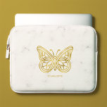 Housse Pour Ordinateur Portable Papillon géométrique Marbre blanc et or<br><div class="desc">Marbre blanc moderne et tendance et feuille d'or imprimé design personnalisé papillon géométrique papillon.</div>