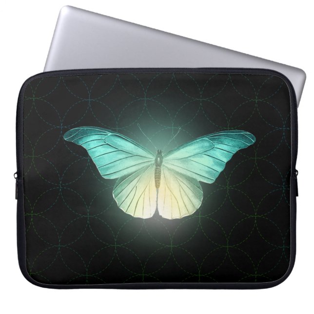 Housse Pour Ordinateur Portable Papillon lune sur fond noir (Devant)