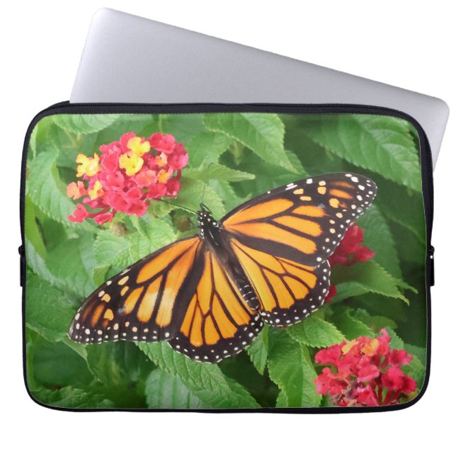 Housse Pour Ordinateur Portable Papillon Monarque sur Lantana (Devant)