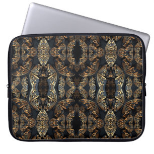 Housse Pour Ordinateur Portable Papillon noir et doré Pattren sans couture