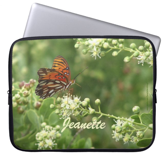 Housse Pour Ordinateur Portable Papillon orange, Nom, Ordinateur (Devant)