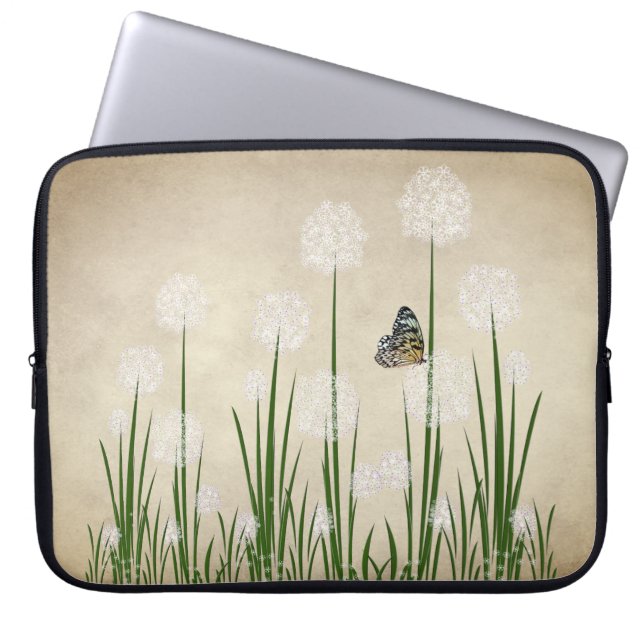 Housse Pour Ordinateur Portable Papillon sur Dandelion (Devant)