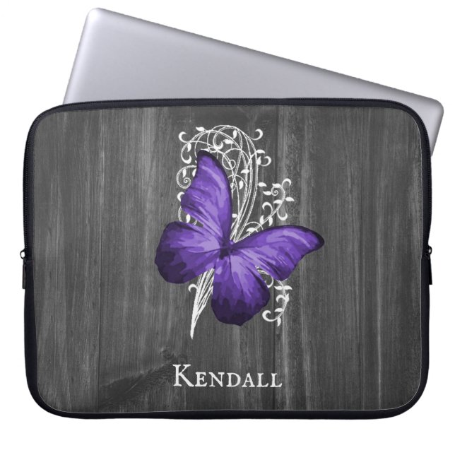 Housse Pour Ordinateur Portable Papillon violet rustique Sleeve d'ordinateur porta (Devant)