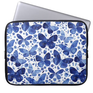 Housse Pour Ordinateur Portable Papillons Aquarelle Bleu Portable