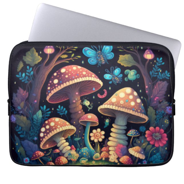 Housse Pour Ordinateur Portable Papillons aux champignons magiques (Devant)