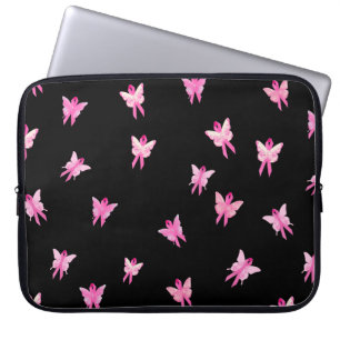 Housse Pour Ordinateur Portable Papillons de sensibilisation au cancer du sein ros