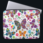 Housse Pour Ordinateur Portable Papillons et fleurs rétro<br><div class="desc">papillons et fleurs rétro cool motif</div>