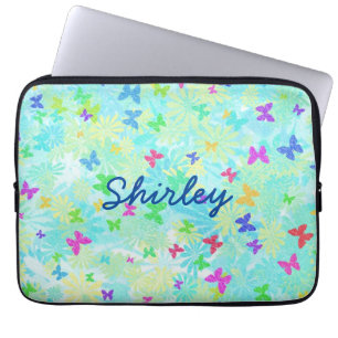 Housse Pour Ordinateur Portable Papillons et marguerites colorés par Shirley Taylo