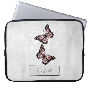 Housse Pour Ordinateur Portable Papillons rose brillant