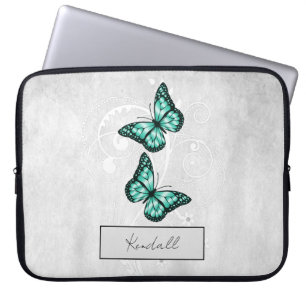 Housse Pour Ordinateur Portable Papillons Turquoises brillants