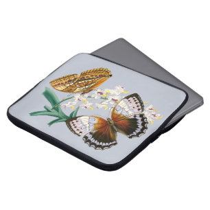 Housse Pour Ordinateur Portable Papillons vintages et illustration florale sur