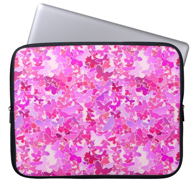 Housse Pour Ordinateur Portable Papillons, violet, lavande, rose (Devant)