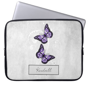 Housse Pour Ordinateur Portable Papillons violets brillants