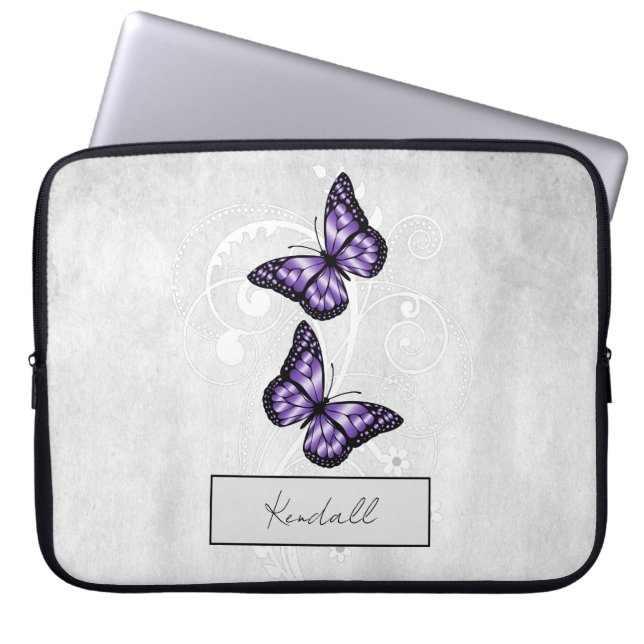 Housse Pour Ordinateur Portable Papillons violets brillants (Devant)