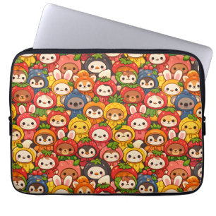 Housse Pour Ordinateur Portable Parade des amis fruits Chibi d'animaux mignons