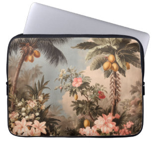 Housse Pour Ordinateur Portable Paradis tropical vintage avec palmiers