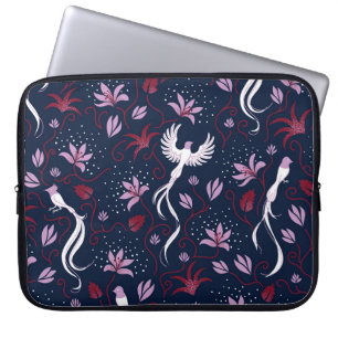 Housse Pour Ordinateur Portable Paradise Birds : Motif Vintage florissant.