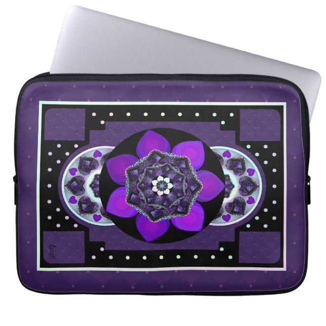 Housse Pour Ordinateur Portable Parapluie violet & coeurs .7 (Devant)